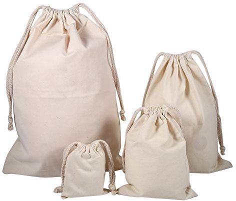 Oumefar Haushalts-Plain Bio-Baumwolle Aufbewahrungstasche Kordelzug Lagerung Wäschesack Biologisch abbaubare umweltfreundliche Taschen Stuff Bag für den Heimgebrauch(22 * 28cm)