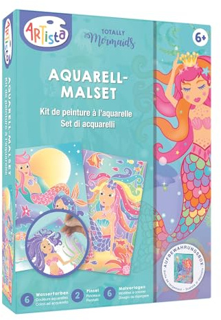 ARTISTA Aquarellmalset Meerjungfrau, DIY-Kit für Kinder, Bastelset, Kreativset in praktischer Aufbewahrungsbox