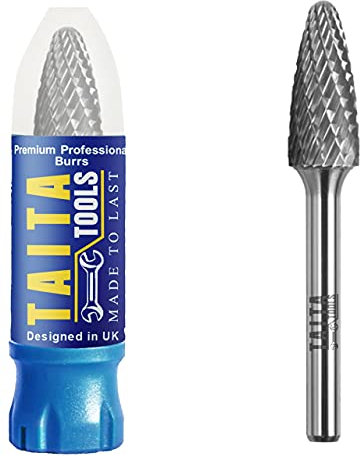 Carbide Burr 1/4 Shank, SF-5 Tungsten Double Cut Rotary Die Grinder Bits - Cutting Burrs for Milwaukee, Dewalt and Makita Die Grinder Accessories - Wood Carving Metal Working & Sturdy Storage Case