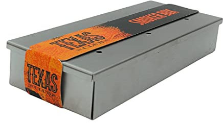 TEXAS CLUB - Smoker Box in Acciaio Inox per Barbecue a Gas e a Carbonella, Scatola per Affumicare, Misure 9,5 x 23 x 4 cm