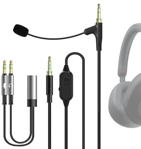 Geekria Boom Mic Headsetkabel kompatibel mit Sony WH-1000XM6/1000XM5/1000XM4, WH-XB920N, ULT WEAR, 3,5-mm-Klinke Ersatzkabel für Gaming & Meetings (5,6 ft)