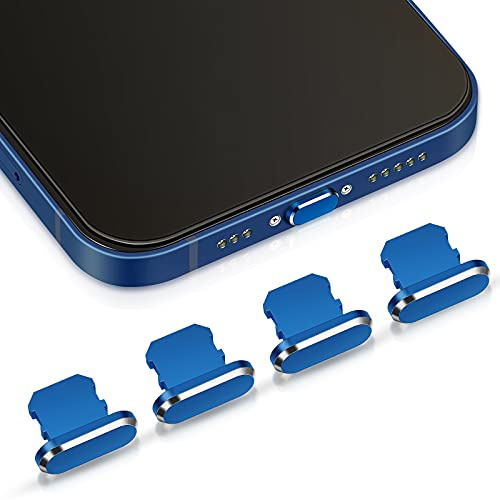 Weewooday 4 Pieces Anti Dust Plugs Compatible with iPhone 11, 12, 13, 14, Pro, Max/x/xs/xr, 7, 8 Plus, iPad Mini/Air, Protects Charging Dust Cover(Dark Blue)