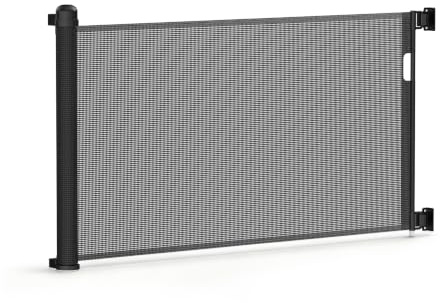 XMTECH Rejilla para puerta extensible, protección para escaleras, para niños y perros, para interiores y exteriores, 0-180 cm, negra