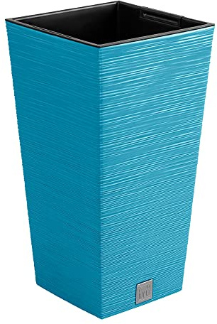 Pot de fleurs avec reserve d´eau 26x26x50cm bleu - FURU