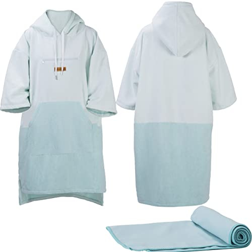 Valuents badponcho för vuxna – surfponcho för kvinnor med huva för strand, bastu eller hem +plus: Mikrofiberhandduk
