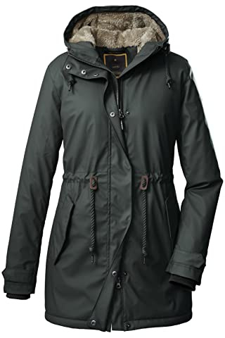 G.I.G.A. DX Women's Parka casual funcional de PU con capucha GW 53 WMN JCKT, verde azulado oscuro, 34, 38937-000