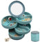 Ledeak Boite a Bijoux Ronde, Coffret à Bijoux 4 Niveaux 360 Degrés Organisateur Bijoux, Rangement a Bijoux de Voyage Jewelry Stockage Cas pour Bagues Colliers Boucles d'oreille Bracelets (Bleu)