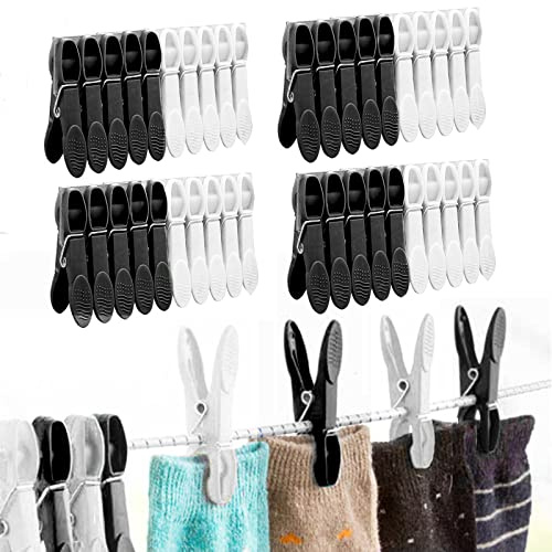 MUFEKUM 50 PCS Non Slip Laundry Clothes Pegs for Washing Line (Black+White) | Long Lasting & Reusable Washing Pegs, Strong Grip Laundry Pegs Clothes Clips Clothes, Jeans, Socks, Tea Towel & Photos