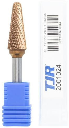 TJR Hartmetall-Frässtifte mit Beschichtung ULTRA Co, 12 mm (metrisch) Durchmesser mit 6 mm metrischem Schaft, (speziell mit Chipbreaker)… (Kugelnasenkegel)