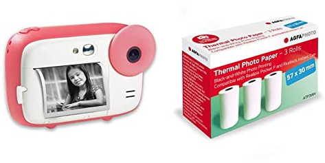 AGFA Photo Realikids Instant Cam - Appareil Photo pour Enfant, Photo/Video, Ecran LCD 2,4', Port Micro SD & AGFA Photo ATP3WH – Pack 3 Rouleaux de Papier Thermique Blanc 57x30 mm