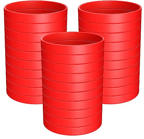 Morcheiong Blank Rubber Bracelets - 100pcs Red Silicone Wristbands for Men Women and Teens