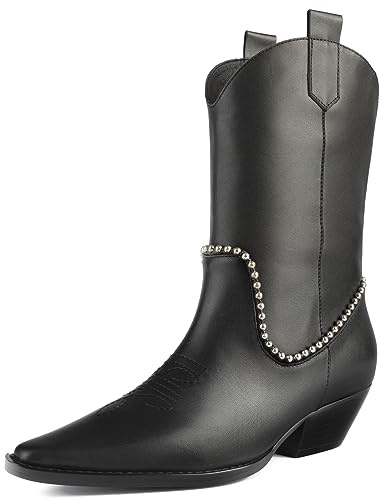 L37 handgjorda skor dam ankelstövlar I cowboystövlar naturläder I handgjorda skor I unik stil I Let It Rain Western Boot, svart, 40 EU, svart, 40 EU