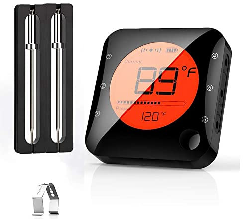 ESASAM Wireless Bluetooth Thermometer, Remote Digital Kitchen Cooking Food Meat Thermometer with 2 Stainless Steel Probes, For BBQ Smoker Grill Oven