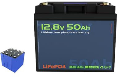 WILLQ Batería de Litio 12V 50Ah 100Ah 150Ah 200Ah 300Ah baterías LiFePO4 con BMS batería Recargable de fosfato de Hierro y Litio 12,8V para Motor de Pesca con curricán Marino Solar,12v50ah