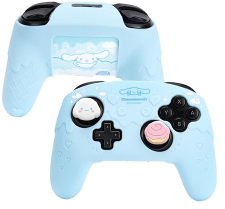 Kuitmor-Schutzhülle für Switch Pro Controller, weiche Silikonhülle für Switch Pro Controller, Rutschfester Controller-Griffschutz mit 2 Daumengriffkappen und 1 Aufkleber