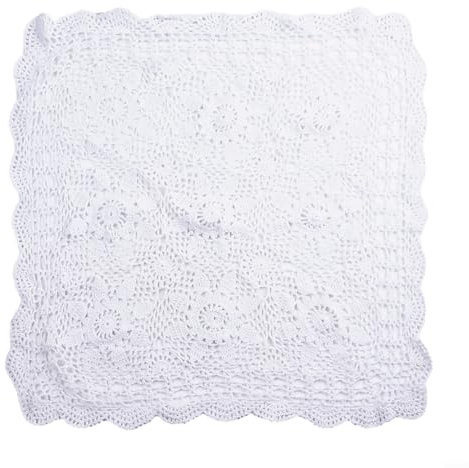 Kreatives Spitzendeckchen aus Baumwolle, geeignet als dekoratives Accessoire oder Requisite, 60 x 60 cm, Weiß
