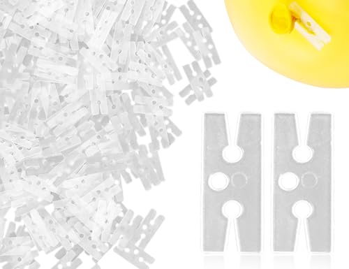 Emezddo Lot de 400 attaches pour ballons,attaches transparentes pour ballons,à dégagement rapide,pinces de fixation pour ballons,aide au nouage de ballons réutilisable,clip pour ballons