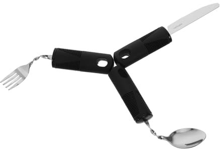 Baluue 3pièces Ustensiles Adaptatifs Avec Cuillère Anti-tremblement Et Fourchette Pour Personnes Âgées Et Handicapées
