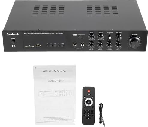 Wiefiche Amplificador de audio estéreo, receptor, 600 W, 5 canales, amplificador HiFi Bluetooth, con mando a distancia, amplificador digital completo para altavoces, rango de controlador de 6 m,