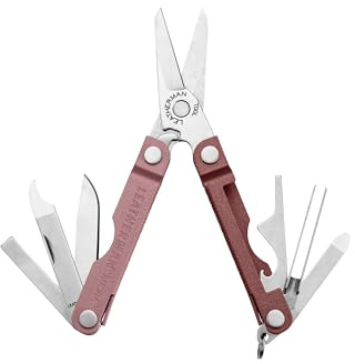 Leatherman Micra, Rosa Jaspeado | Llavero Multiherramienta de Acero Inoxidable con Tijeras de Resorte y 9 Herramientas