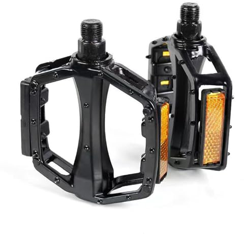 Eastrise Lightweight Aluminum Alloy Mountain Bike Pedals – Non-Slip Design with Reflective Strips for Road/MTB Cycling (Black/2 Pcs)