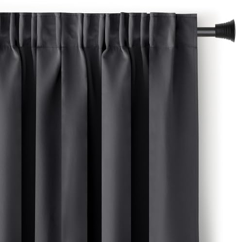 RESTILO Blackout Vorhang 140x245 cm anthrazit 1 St. Kräuselband Verdunkelungsvorhang Blickdicht Fensterdekoration Dekoschal Dekorvorhang Blackout