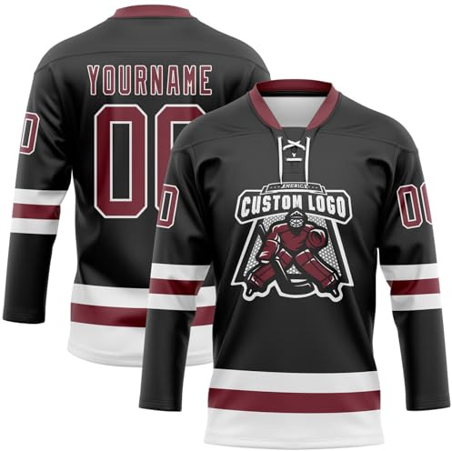 Camiseta Personalizada de Hockey sobre Hielo Personalizable con tu Nombre/número/Logotipo Camiseta de Hockey de Manga Larga Ropa para Aficionados al Hockey sobre Hielo Hombres Mujeres Jóvenes A10