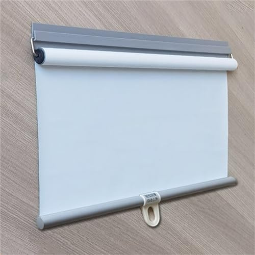 Springrollo Mittelzugrollo ohne Bohren Selbstklebendes Sonnenschutz Rollo Thermorollo Sonnenschutzrollo Für Balkon Wohnzimmer Küche Büro Türen Fenster Kabellos Thermofolie(White,50W x 200H cm)