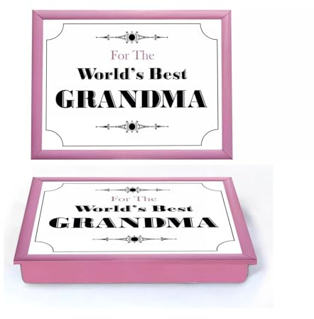 Lap Tray with Bean Bag Cushion Padded World's Best Grandma Grandmom Dinner Serving Laptop Holder Breakfast in Bed Serving Laptray Dinner Lunch Caravan Camping Camping Camper Van Motivational Learning