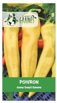 15 Graines de Poivron Sweet Banana - Chair Croquante et Fruitée, Idéal à Farcir