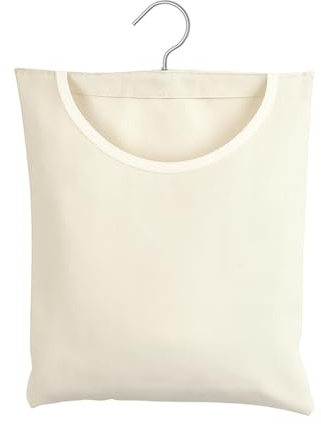 Peg Bag Clothespin Storage Bag Pegs for Washing Line with Bag Canvas Hanging Peg Bag with Rotating Hook Peg Basket for Laundry Indoor Outdoor (12.6 x 11inch White)