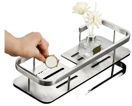 Panier de Rangement en Acier Inoxydable 304 for étagère de Douche, Barre de Levage, Filet à Savon Noir(Brushed Nickel)