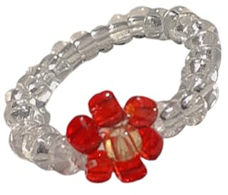 SXRQ Trendige Perlenringe mit verstellbarem Gummiband, elegantes Blumenring-Accessoire für eine bequeme und stilvolle Passform, elastische Perlenringe, Einheitsgröße, Wie beschrieben, Wie beschrieben