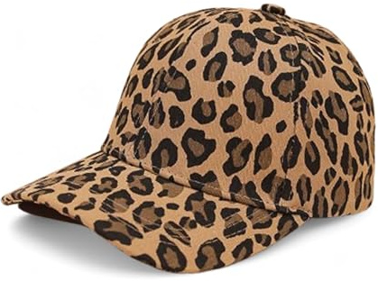 Omnikryp Cappellino da Baseball Donna, Berretto Leopardato Donna, Cappellino da Baseball con Stampa Leopardata, Berretto da Regolabile