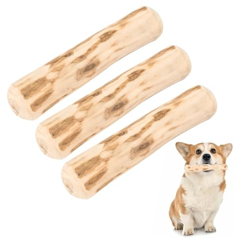 3 Stück Kaffeeholz & Olivenholz für Hunde - Natürliches Kauholz zur Zahnreinigung, Langlebiges Kauspielzeug für Welpen und Erwachsene Hunde (14cm, 1.8-2cm) - Ideal für kleine und mittlere Hunderassen