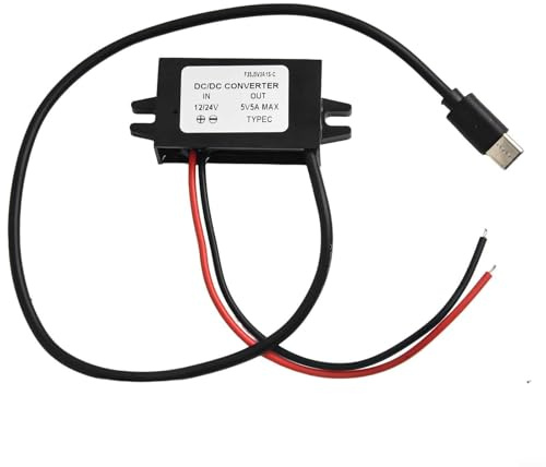 Vasiumic Convertisseur 12 V 24 V vers 5 V USB C DC 5 A 25 W Module d'alimentation abaisseur IP68 Étanche Adaptateur de charge avec protection contre l'inversion de polarité