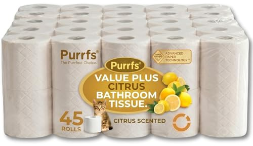 Value Plus 3-Ply Quilted & Embossed Toilet Paper with Citrus | Ultra Soft, Strong & Skin Kind | Premium Bathroom Tissue | 100% Virgin Pulp | Bulk Pack 45 Loo Rolls