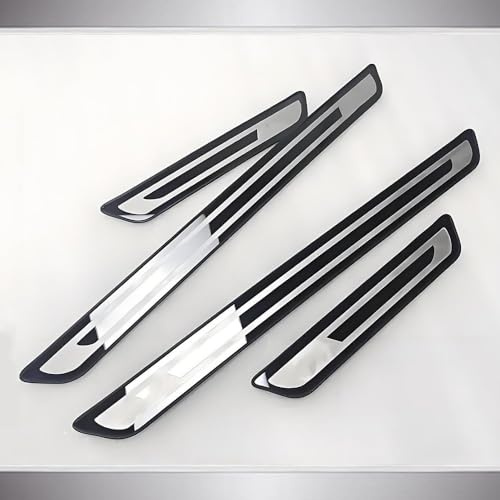 Protections Seuil Portière Voiture pour Jeep Cherokee/Liberty KK 2008-2012, 4 Pièces Aux Rayures Anti-Usure Bande Décorative, Acier Inoxydable Plaques de Protection,Bright Silver