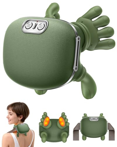 MassagegeräT, 4D NackenmassagegeräT mit Wärme, Heizendes Nacken, 3 Massageeinstellungen & 2 Heizstufen, Tiefengewebemassage für Nacken und Schultern, Wiederaufladbarer, Bionisches Massager für Eltern
