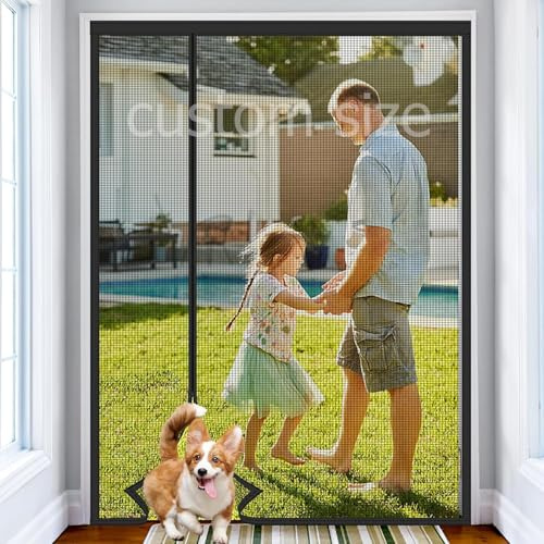 FYHDSH Tenda Zanzariera Magnetica per Porta, Apertura Laterale Tenda con Calamita Zanzariere Magnetiche per Porta Scorrevole Balcone Patio,Nero-B, Dimensioni personalizzate