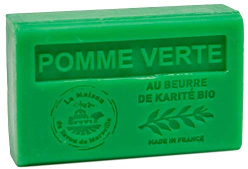 Maison du Savon de Marseille - French Soap made with Organic Shea Butter - Green Apple Fragrance - 125 Gram Bar