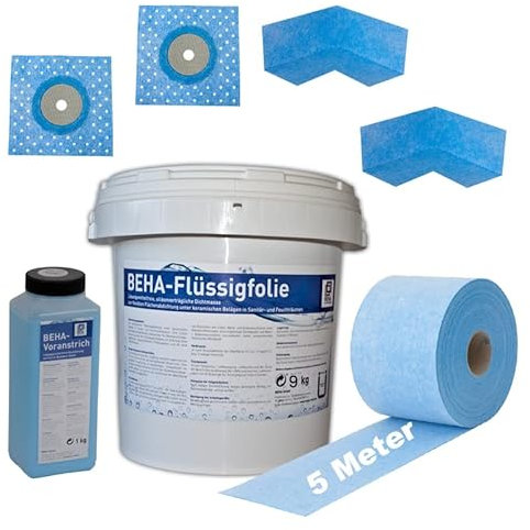 Dichtset, Dichtband, Innenecken, Wandmanschetten, Tiefengrund, Flüssigfolie Abdichtung für Innenräume