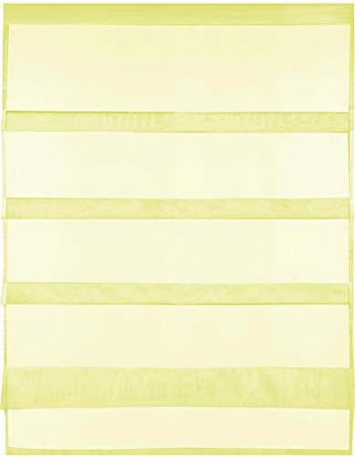 Transparente Bistrogardine Raffoptik mit Stangendurchzug in Voile, schlicht und modern in vielen erhältlich (100 x 110 cm/gelb - zitronengelb)