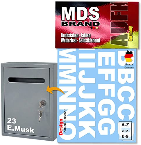 MDS Brand 2cm Briefkasten Aufkleber - True V2 - Premium Selbstklebend klebezahlen & Buchstaben Aufkleber | Ideal für Familie & Straßenname Wetterfest True (V2-Weiss)