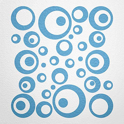 WANDfee Wandtattoo Kreise Punkte 50 FARBWUNSCH I hellblau I Wandaufkleber Aufkleber Kinderzimmer Fliesenaufkleber Badezimmer Küche
