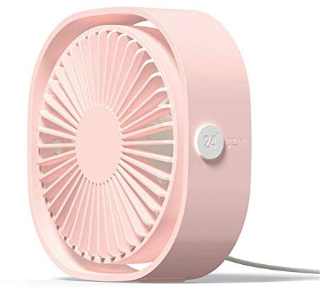 Mini USB Table Personal Fan 360 Degree Rotating Ultra Mute 3-gear Variable Speed USB Cooling Fan (Pink)