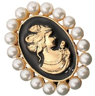 Viktorianische Kamee-Brosche mit Strasssteinen und Perlen, Akzent für Frauen, eleganter Vintage-Schmuck, Damen, Strasssteine, Kamee-Anstecknadel, Zubehör, S, Wie beschrieben