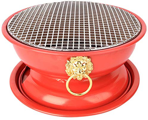 RYDZCLH Tischgrill Holzkohle Japanischer Grill, Mini BBQ Grill, Japanischer Stil BBQ Grill, BBQ Platte, Tragbarer Kocher Herd Tischplatte Party Zubehör Grillwerkzeuge(Rot)