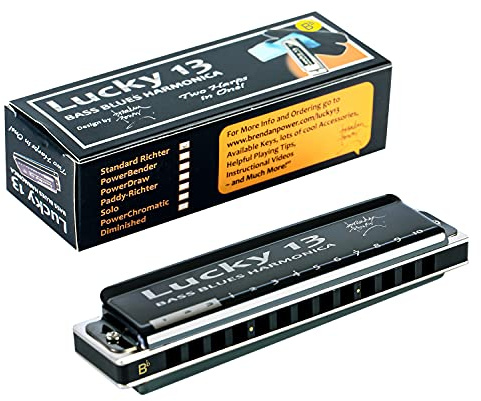 East top Lucky 13 Bass Plus Blues Mundharmonika, 13 Löcher, diatonische Harfe, Mundorgel, professionelle Richter-Mundharmonika, B-Taste, für Erwachsene