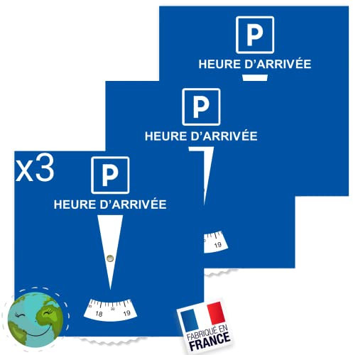 Disque Bleu de stationnement Zone Bleue (ÉCOLOGIQUE & Fabriqué en France) x3 Disques Stationnement Carte Horodateur Européen pour Parking Stationnement Voiture Accessoires Auto (Garantie)